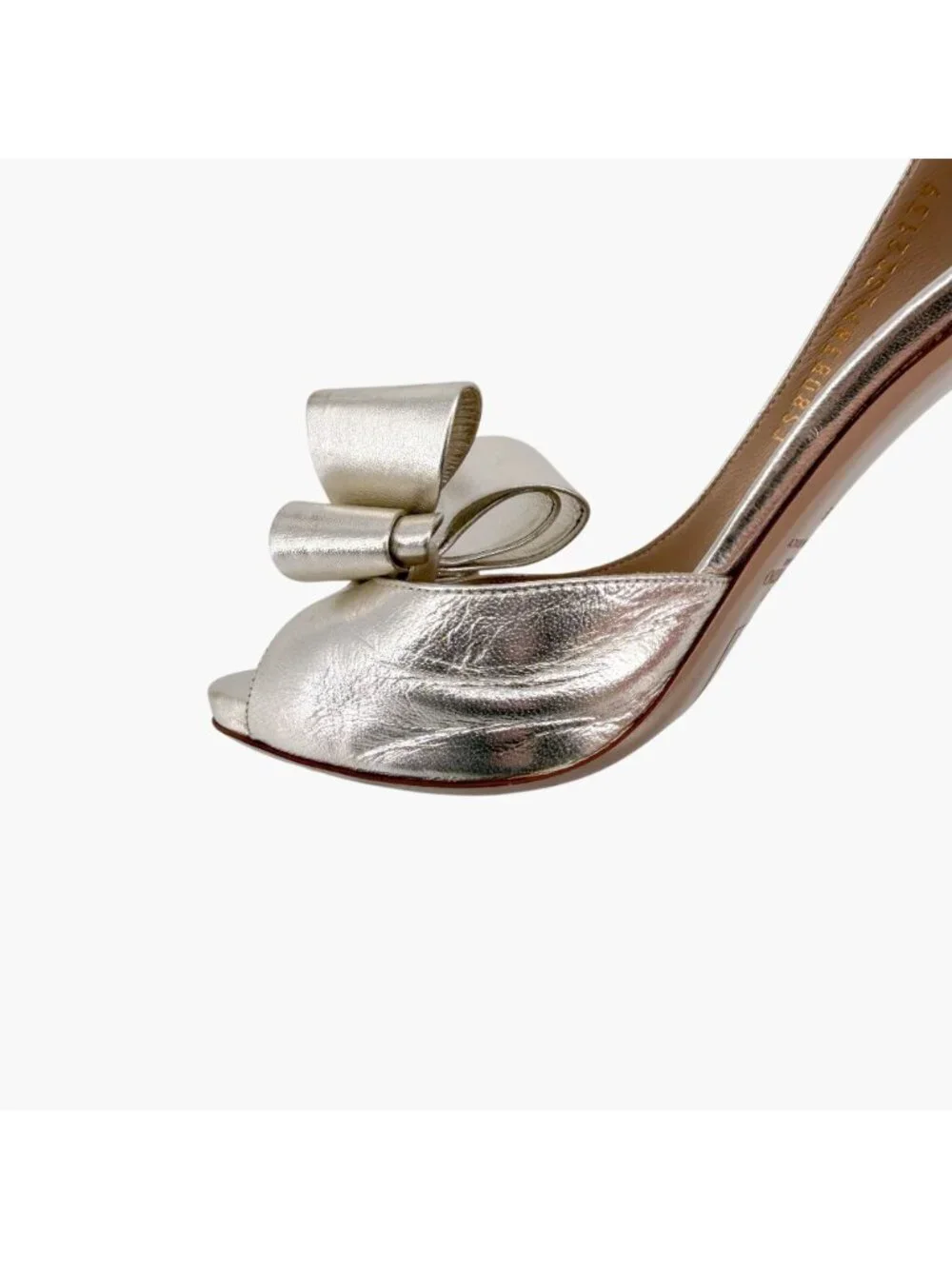 Valentino Gold Leather Triple Bow Half d’Orsay Pumps Heels Size 39 US 9 Platform